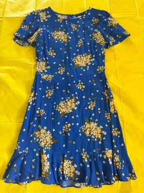 B Darlin Royal Blue Dress with Yellow and White Floral Print